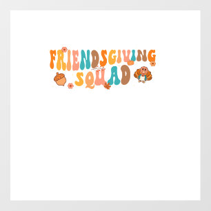 Retro Groovy Friendsgiving Squad Team Turkey Thank Wall Decal