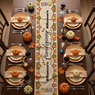 Retro Groovy Friendsgiving Table Runner