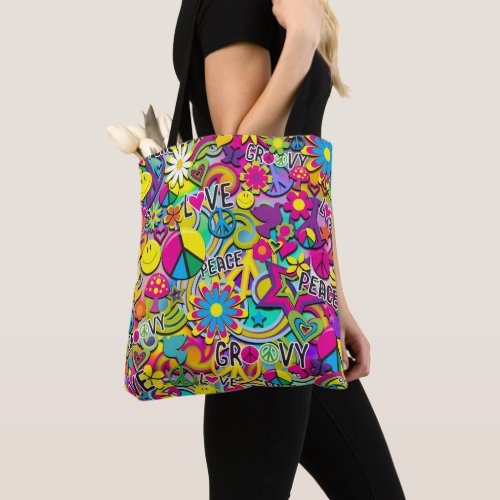 Retro Groovy FUN 60s Sixties Funky Tote Bag