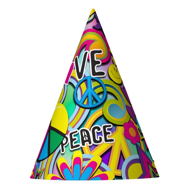 Retro Groovy FUN 60's Sixties Love Birthday Party Hat (Front)