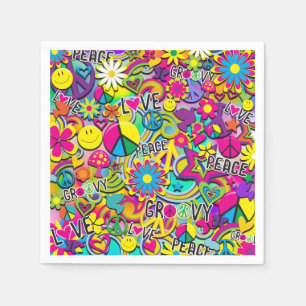 Retro Groovy FUN 60's Sixties Love Birthday Party Napkins