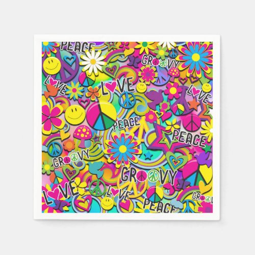 Retro Groovy FUN 60s Sixties Love Birthday Party Napkins