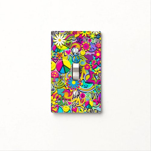 Retro Groovy FUN 60s Sixties Love Colorful Funky Light Switch Cover