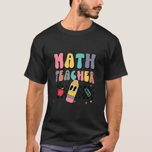 Retro Groovy Funny Math Teacher Happy 100 Days Of  T_Shirt