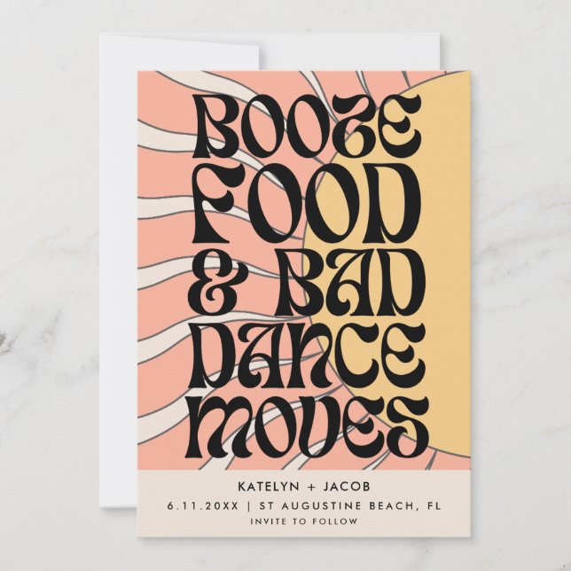 Retro Groovy Funny Photo Wedding Save The Date (Front)