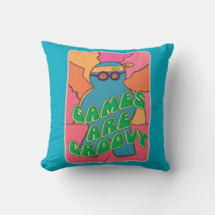 Retro Groovy Gamer Cool Board Game Design Throw Pillow