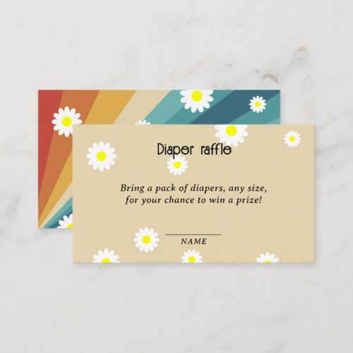 Retro Groovy _ gender neutral diaper raffle Enclosure Card