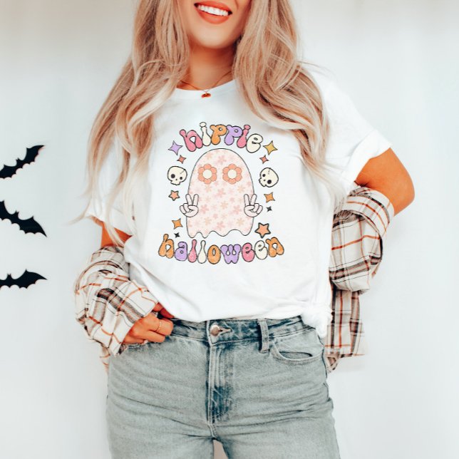 Retro Groovy Ghost Hippie Halloween T-Shirt (Creator Uploaded)