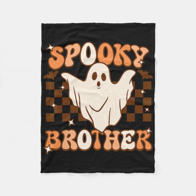 Retro Groovy Ghost Spooky Brother Costume Matching Fleece Blanket (Front)