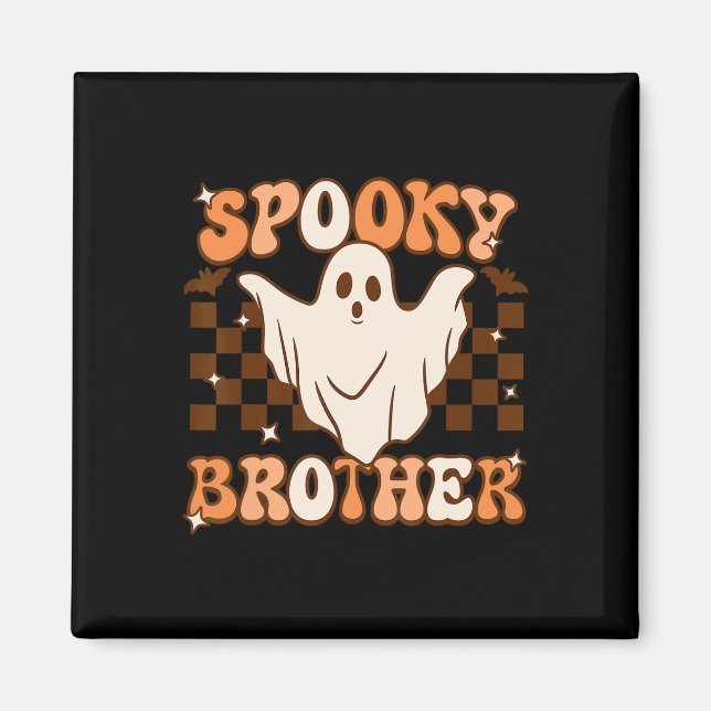Retro Groovy Ghost Spooky Brother Costume Matching Magnet (Front)