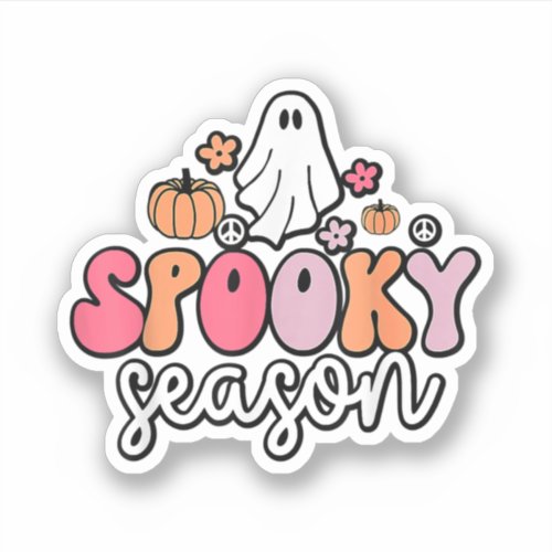 Retro Groovy Ghost Spooky Season Lazy Halloween Co Sticker