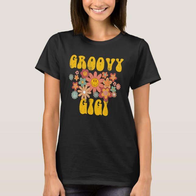 Retro Groovy Gigi Matching Family 1st Birthday Par T-Shirt (Front)