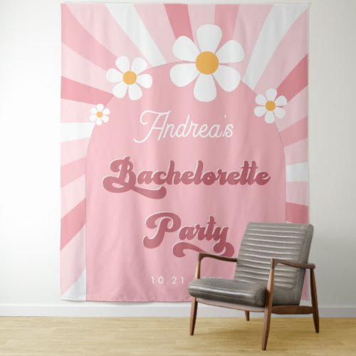 Retro Groovy Girly 70s Bachelorette Party Backdrop