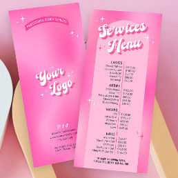 Retro Groovy Girly Pink Salon Nails Spa Price List Rack Card