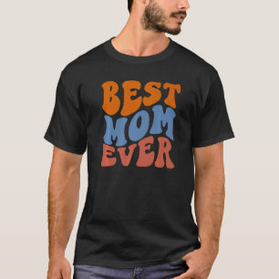 Retro Groovy Glow Best Mom Ever Wavy Hippie Boho 7 T-Shirt