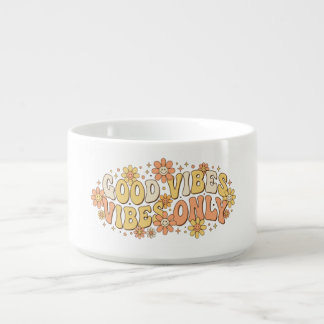 Retro Groovy Good Vibes Only Wavy Typography Art Bowl