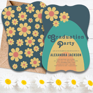 Retro Groovy Graduation Party Invitation