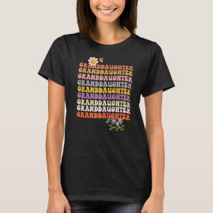 Retro groovy Granddaughter wavy words with flowers T-Shirt