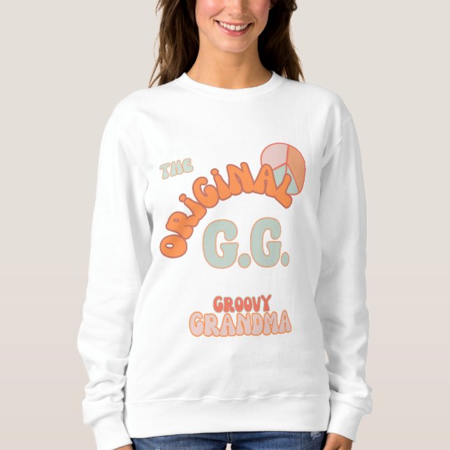 Retro Groovy Grandma Peach & Aqua Sweatshirt (Front)