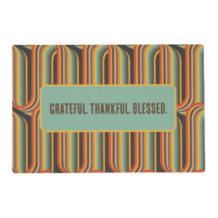 Retro Groovy Grateful Thankful Blessed Placemat