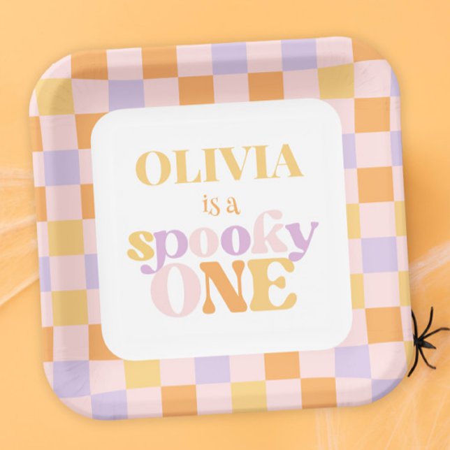 Retro Groovy Halloween First Birthday Paper Plates (Creator Uploaded)