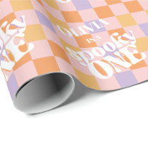 Retro Groovy Halloween First Birthday Wrapping Paper