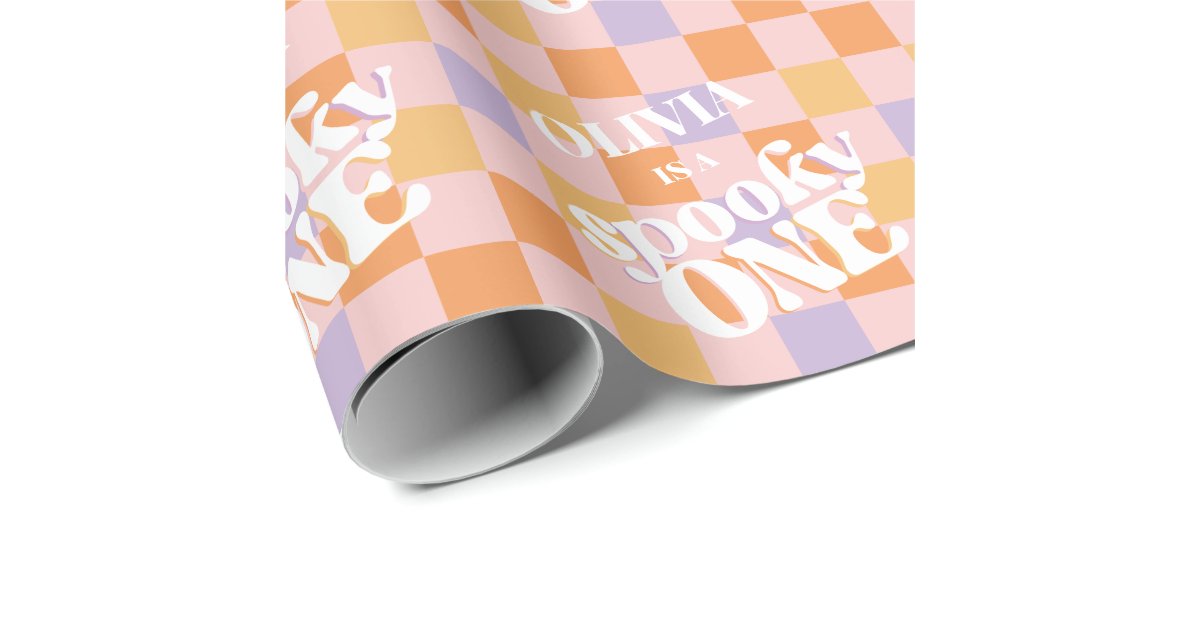 Retro Groovy Halloween First Birthday Wrapping Paper | Zazzle