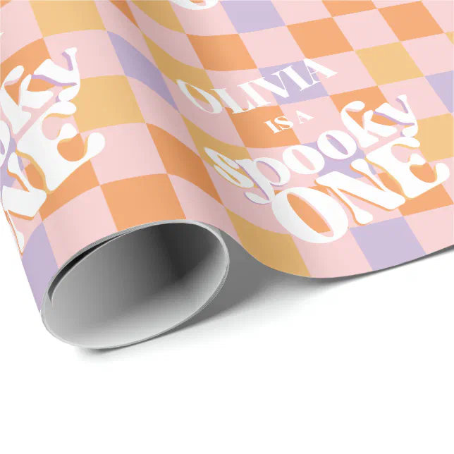 Retro Groovy Halloween First Birthday Wrapping Paper | Zazzle