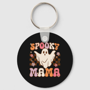 Retro Groovy Halloween Ghost Spooky Mama Costume Keychain