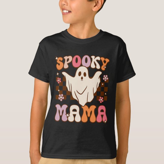Retro Groovy Halloween Ghost Spooky Mama Costume  T-Shirt (Front)