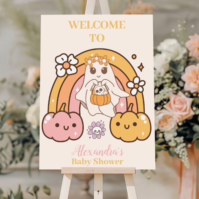 Retro Groovy Halloween Little Boo Baby Shower Foam Board (Creator Uploaded)