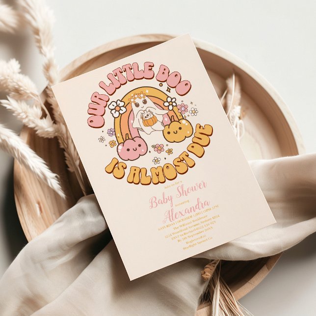 Retro Groovy Halloween Little Boo Baby Shower Invitation (Creator Uploaded)