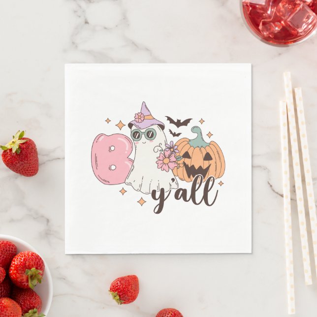 Retro Groovy Halloween Spooky Boo Y’all  Napkins (Insitu)