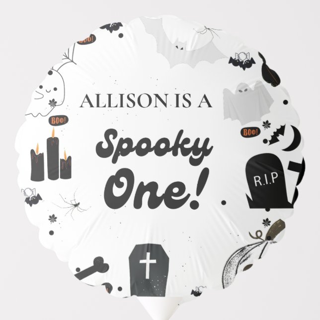 Retro Groovy Halloween spooky one first birthday  Balloon (Front)