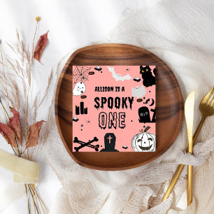 Retro Groovy Halloween spooky one first birthday  Napkins