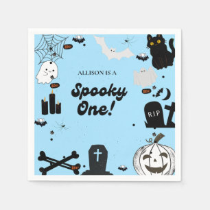 Retro Groovy Halloween spooky one first birthday  Napkins