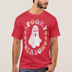 Retro Groovy Halloween Spooky Season Floral Cute G T-Shirt
