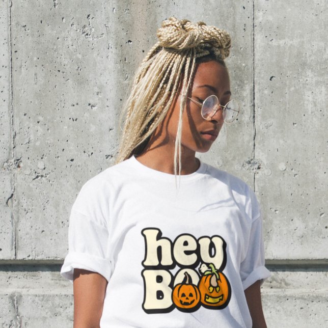 Retro Groovy Halloween Women’s T-Shirt | “Hey Boo” Tri-Blend Shirt (Creator Uploaded)