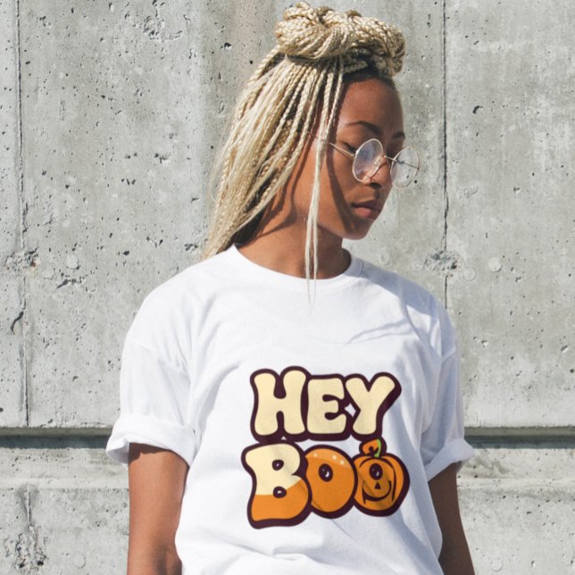 Retro Groovy Halloween Women’s T-Shirt | “Hey Boo” Tri-Blend Shirt (Creator Uploaded)