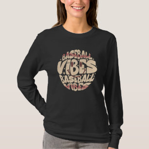 Retro Groovy Happy Face Baseball Vibes Baseball Ba T-Shirt