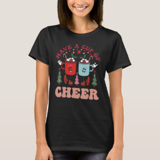 Retro Groovy Have A Cup of Cheer Christmas Santa C T-Shirt