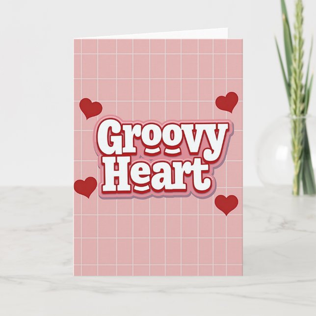 Retro Groovy Heart Love Card (Front)
