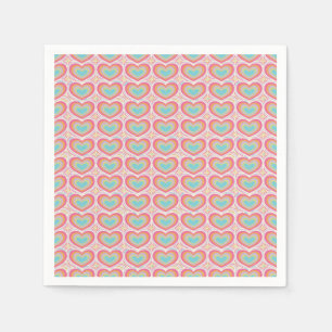 Retro Groovy Heart Pattern Napkins
