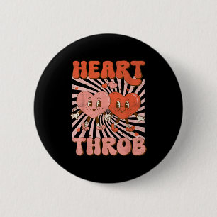 Retro Groovy Heart Throb Valentines Day Toddlers B Button