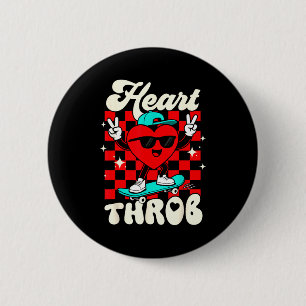 Retro Groovy Heart Throb Valentines Day Toddlers B Button