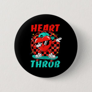 Retro Groovy Heart Throb Valentines Day Toddlers B Button