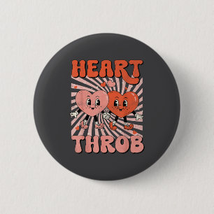 Retro Groovy Heart Throb Valentines Day Toddlers B Button