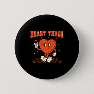 Retro Groovy Heart Throb Valentines Day Toddlers B Button