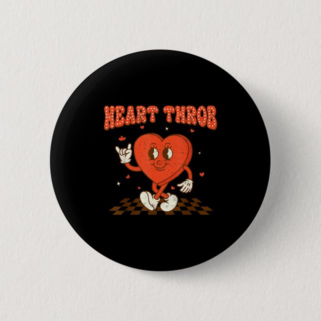 Retro Groovy Heart Throb Valentines Day Toddlers B Button (Front)