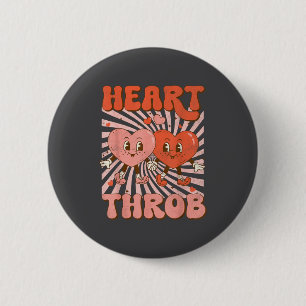 Retro Groovy Heart Throb Valentines Day Toddlers B Button